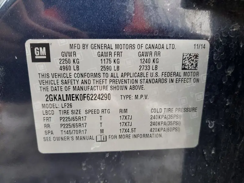 2015 GMC TERRAIN SLE  