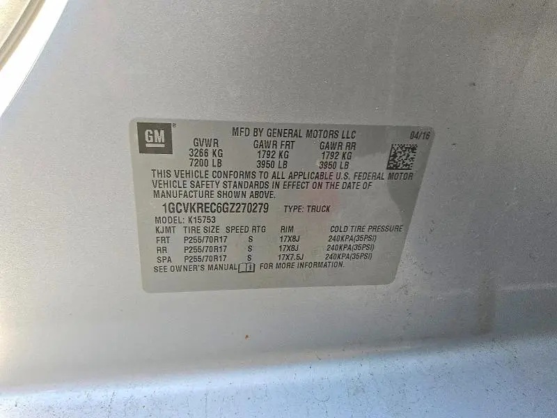 2016 CHEVROLET SILVERADO K1500 LT  
