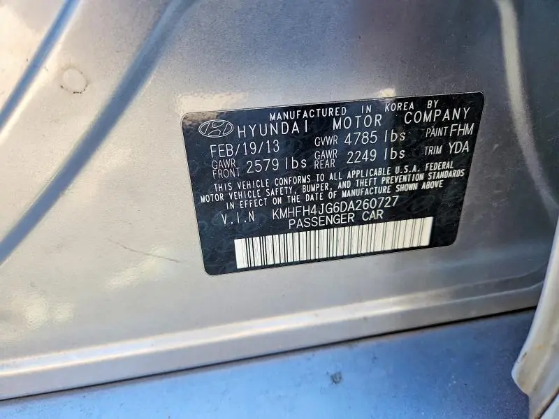 2013 HYUNDAI AZERA GLS  