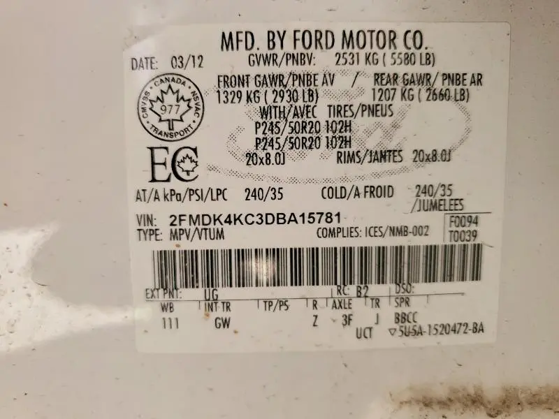 2013 FORD EDGE LIMITED  