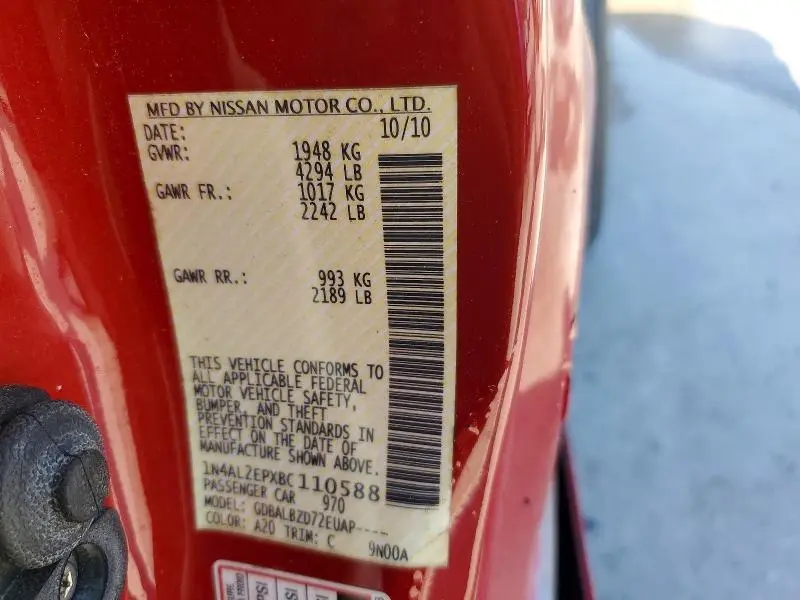 2011 NISSAN ALTIMA 2.5 S  