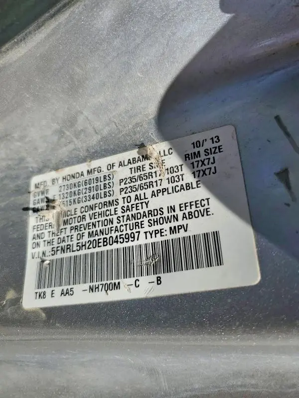 2014 HONDA ODYSSEY LX  