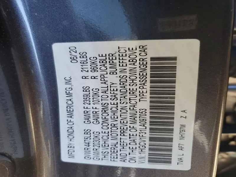 2020 HONDA ACCORD SPORT  