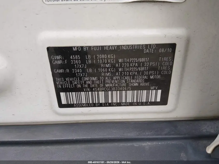 2011 SUBARU OUTBACK 2.5I PREMIUM