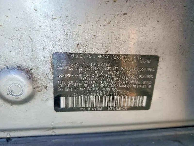 2010 SUBARU FORESTER 2.5X LIMITED  