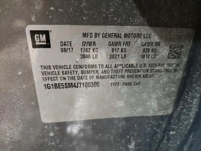 2018 CHEVROLET CRUZE LT  