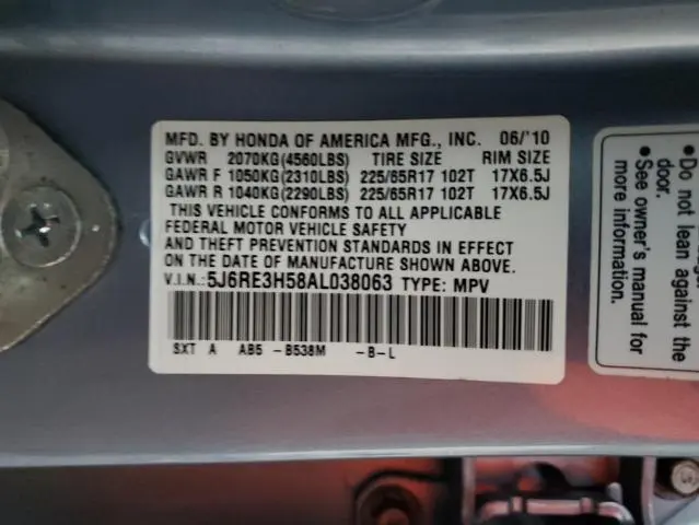 2010 HONDA CR-V EX  