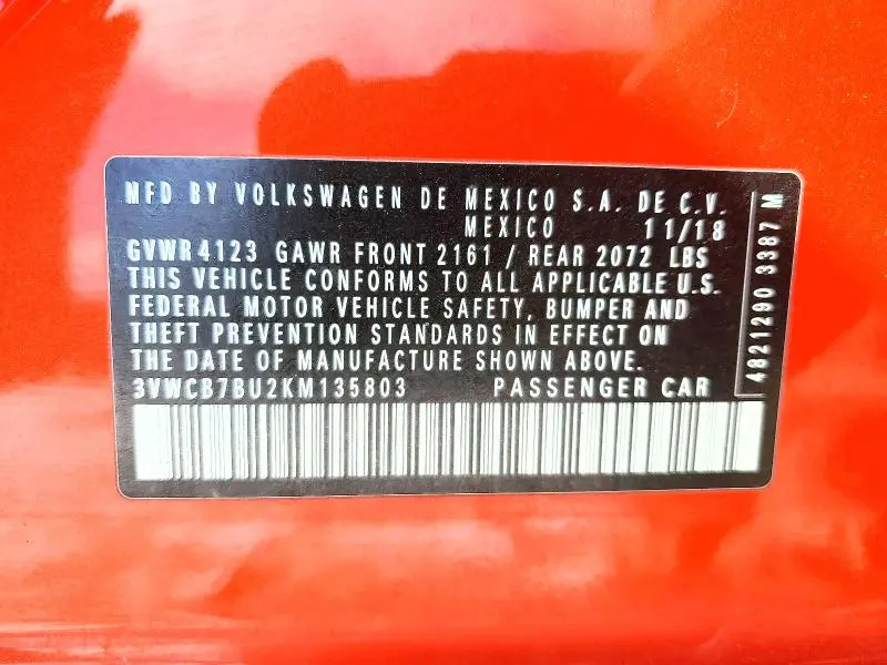 2019 VOLKSWAGEN JETTA S  