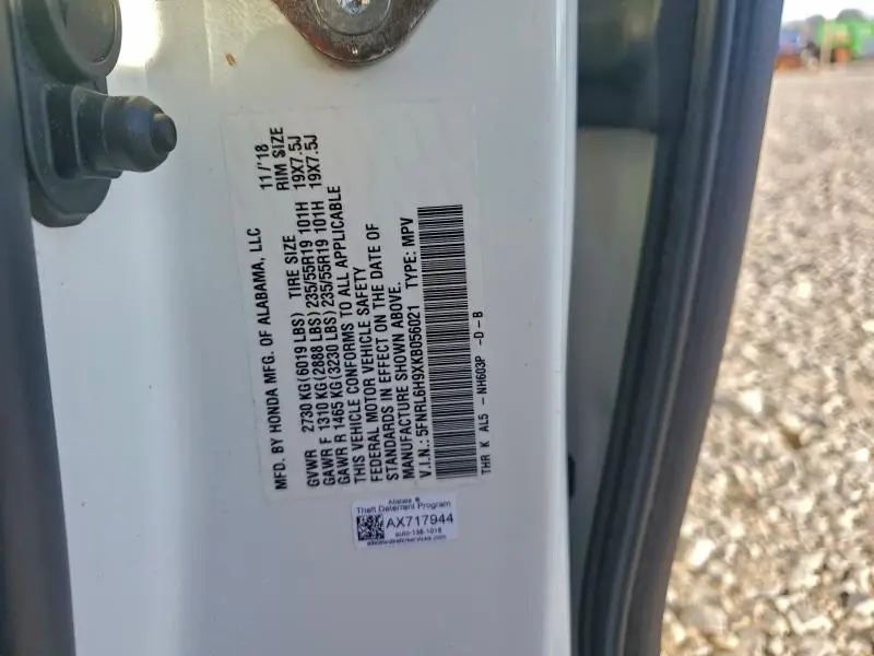 2019 HONDA ODYSSEY ELITE  