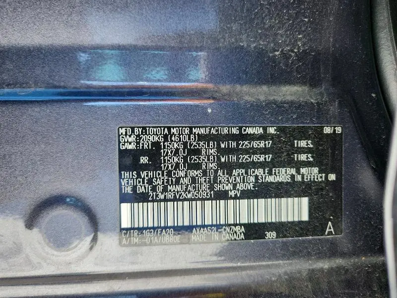 2019 TOYOTA RAV4 XLE  