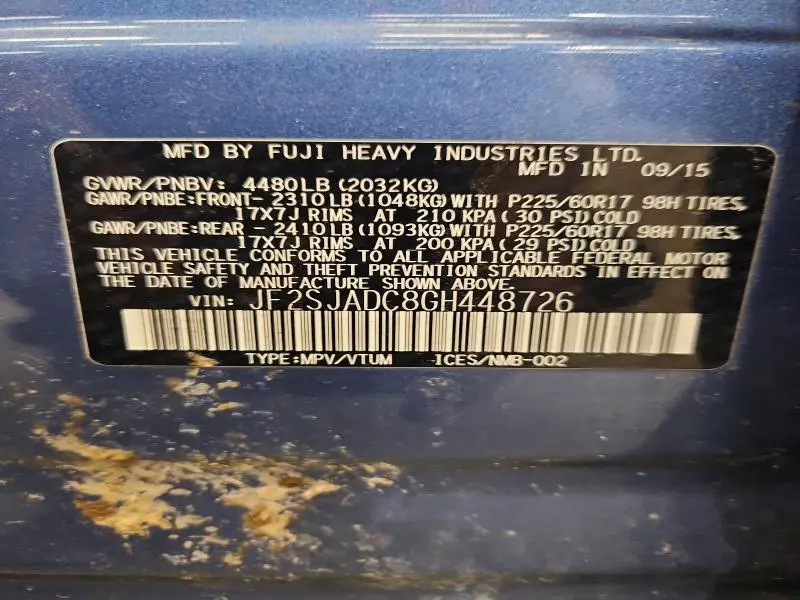 2016 SUBARU FORESTER 2.5I PREMIUM  