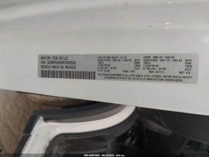 2023 RAM PROMASTER 3500 HIGH ROOF 159 WB