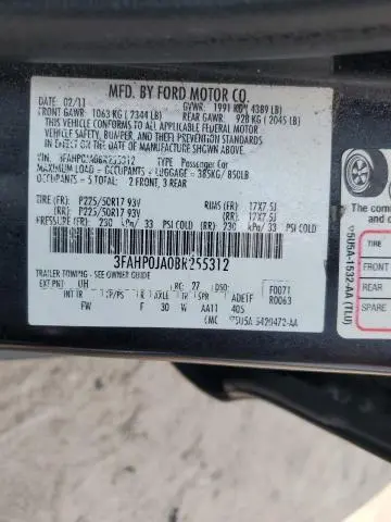 2011 FORD FUSION SEL  