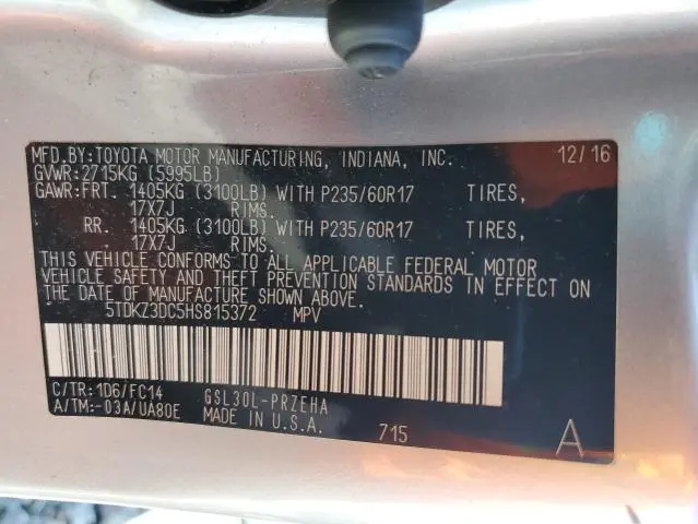 2017 TOYOTA SIENNA LE  