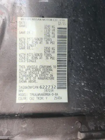 2015 NISSAN ARMADA PLATINUM  