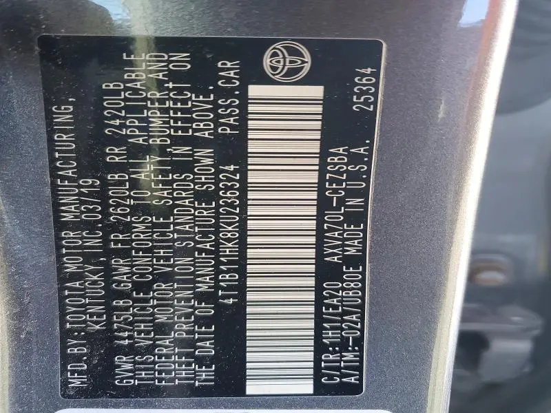 2019 TOYOTA CAMRY   