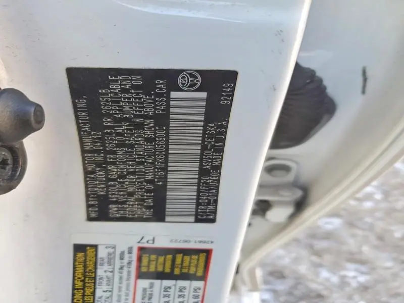 2012 TOYOTA CAMRY BASE  