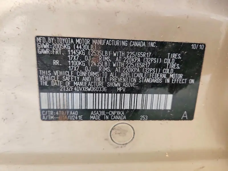 2011 TOYOTA RAV4 BASE  