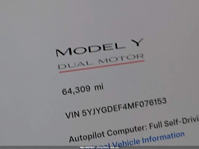 2021 TESLA MODEL Y PERFORMANCE DUAL MOTOR ALL-WHEEL DRIVE