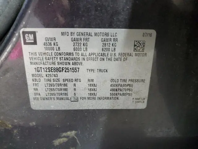 2016 GMC SIERRA K2500 SLE  