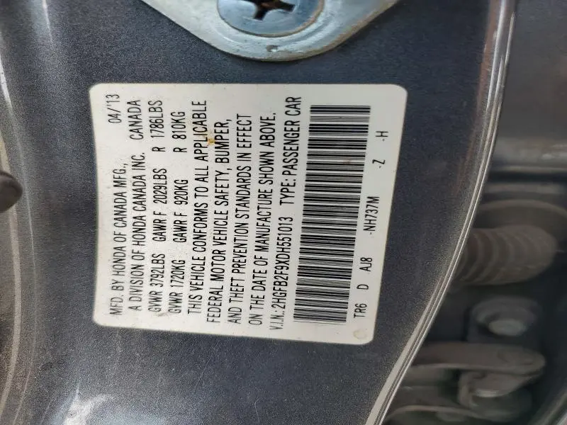 2013 HONDA CIVIC EXL  