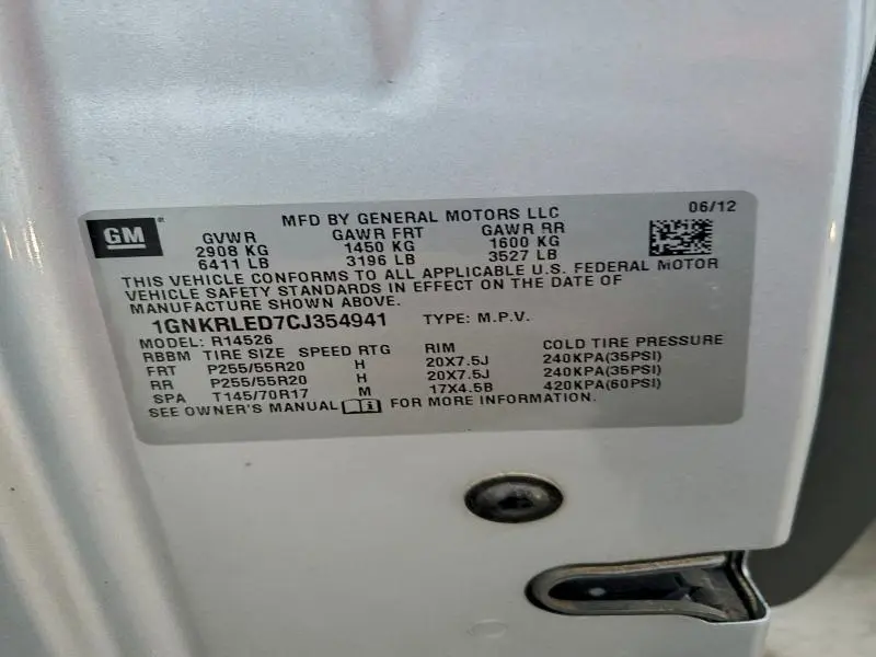 2012 CHEVROLET TRAVERSE LTZ  
