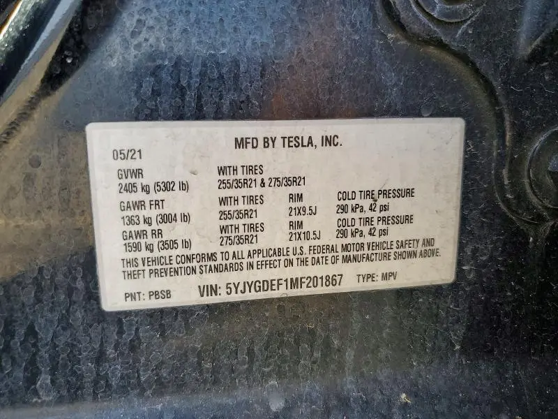 2021 TESLA MODEL Y   