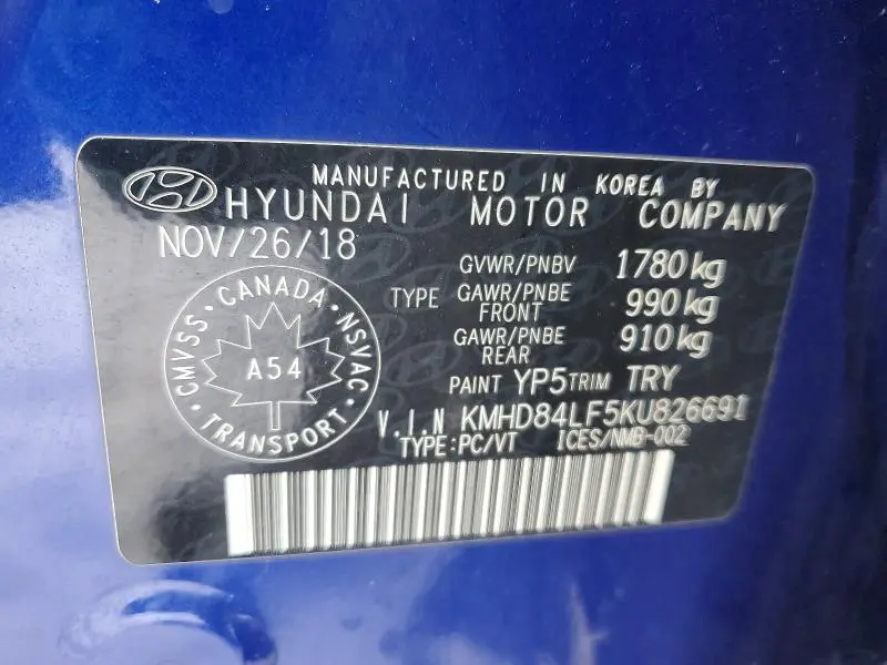 2019 HYUNDAI ELANTRA SEL  