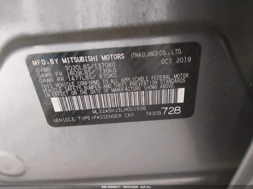 2020 MITSUBISHI MIRAGE LE