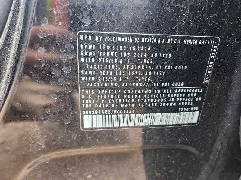 2018 VOLKSWAGEN TIGUAN SE  