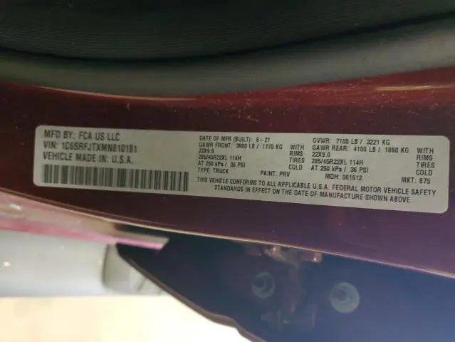 2021 RAM 1500 LARAMIE  