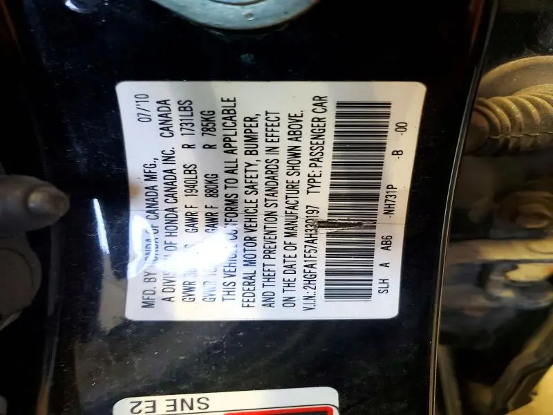 2010 HONDA CIVIC LX  