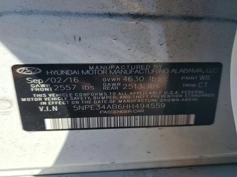 2017 HYUNDAI SONATA SPORT 2.0T  