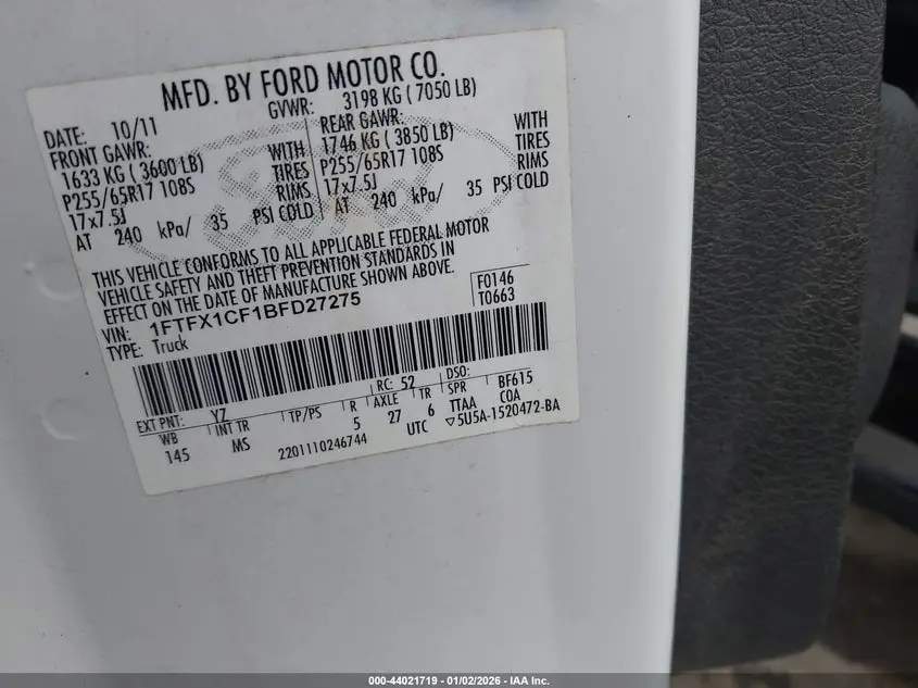 2011 FORD F-150 XLT