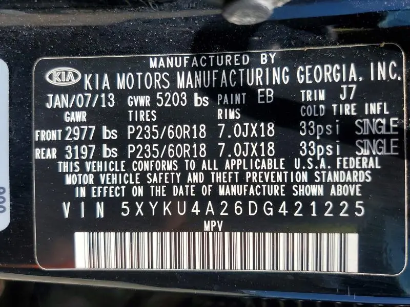 2013 KIA SORENTO EX  