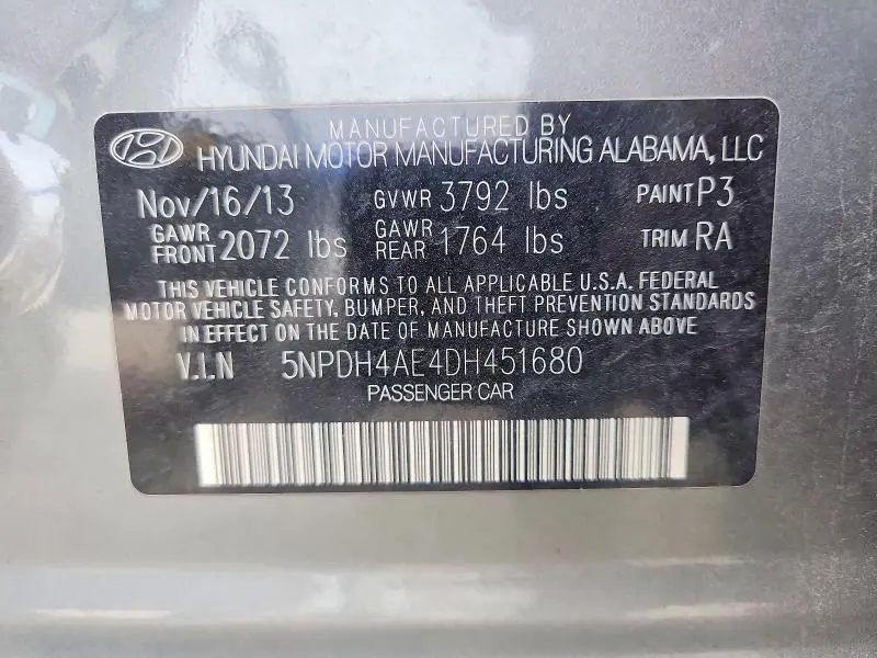 2013 HYUNDAI ELANTRA GLS  