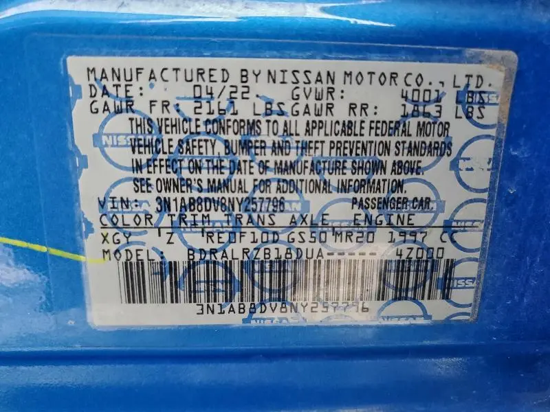 2022 NISSAN SENTRA SR  