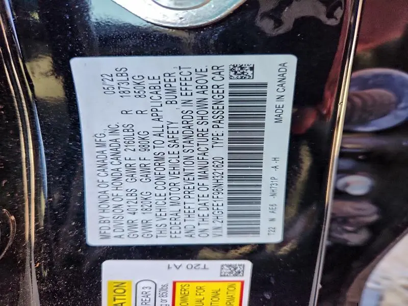 2022 HONDA CIVIC TOURING  