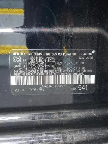 2019 MITSUBISHI OUTLANDER SE  