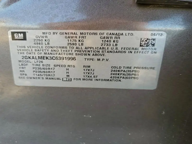 2012 GMC TERRAIN SLE  