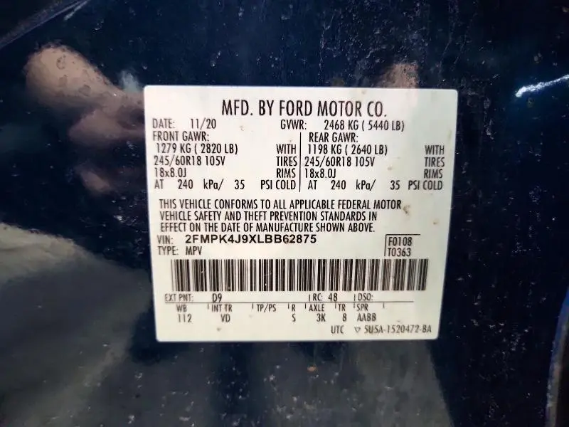 2020 FORD EDGE SEL  