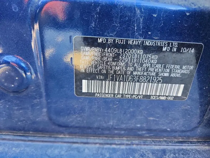 2015 SUBARU WRX PREMIUM  