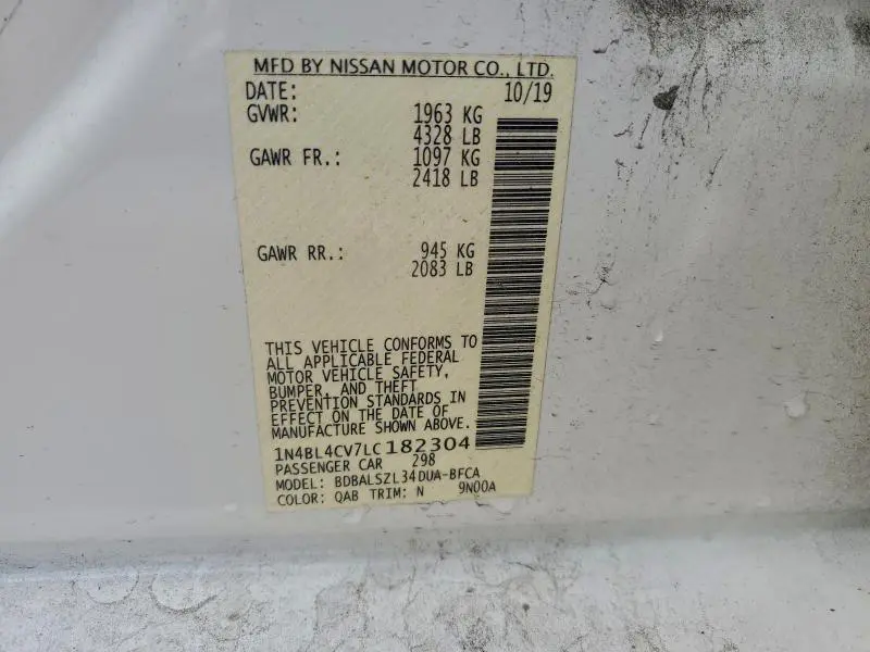 2020 NISSAN ALTIMA SR  