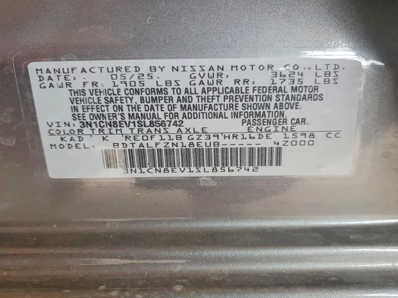 2025 NISSAN VERSA SV  