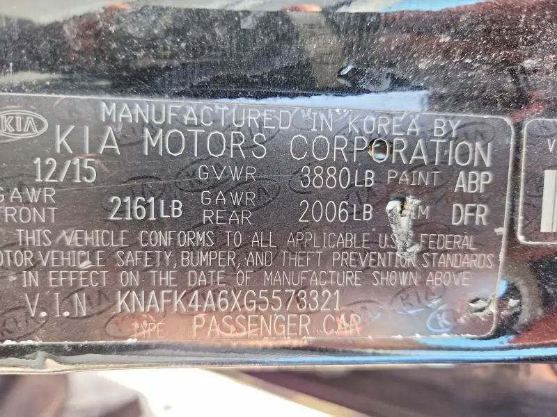 2016 KIA FORTE LX  