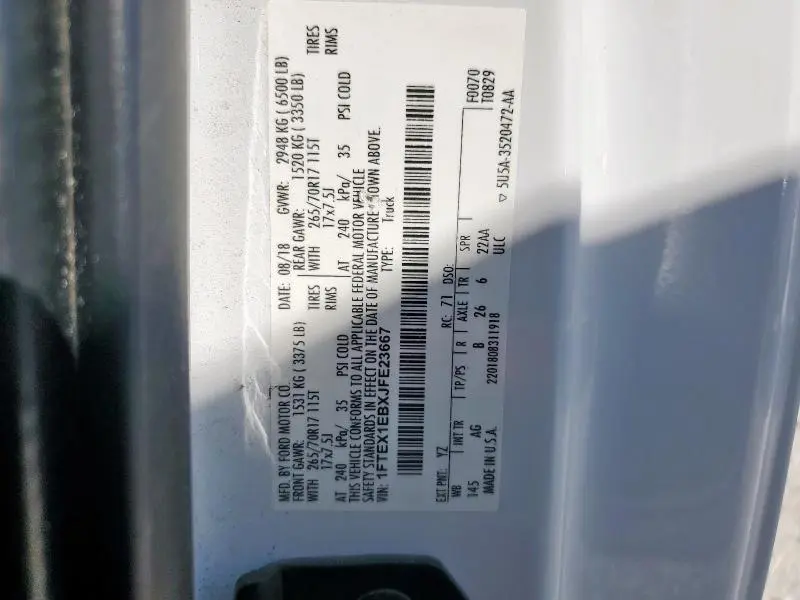 2018 FORD F150 SUPER CAB  