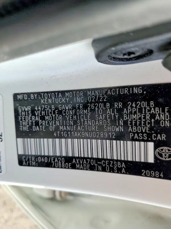 2022 TOYOTA CAMRY SE  