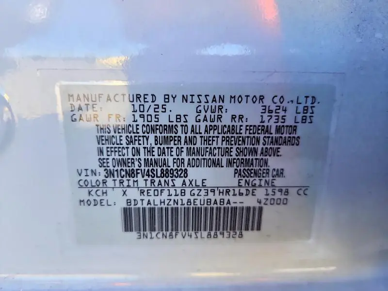 2025 NISSAN VERSA SR  