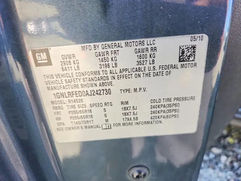 2010 CHEVROLET TRAVERSE LT  