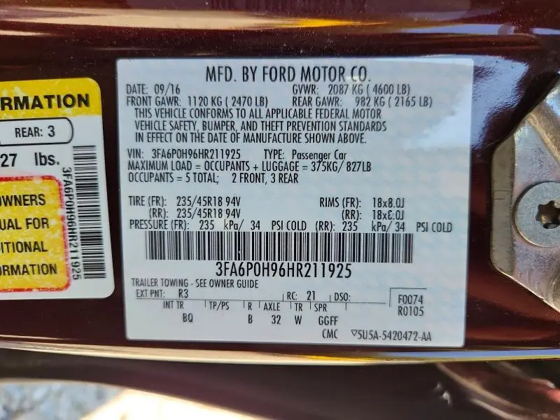 2017 FORD FUSION SE  